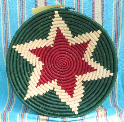 Ugandan Hand Woven Raffia Basket (Star)