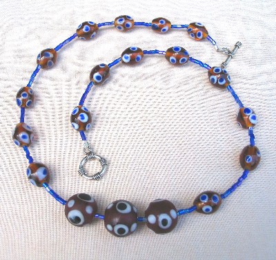 Glass Eye Beads, Lampwork and Seed Beads Necklace