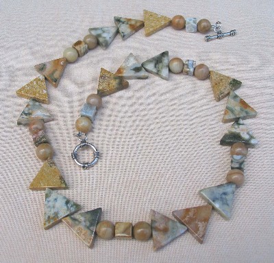 Ocean Jasper and Petrified Wood Necklace