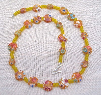 Millefiore Lampwork and Glass Seed Beads Necklace