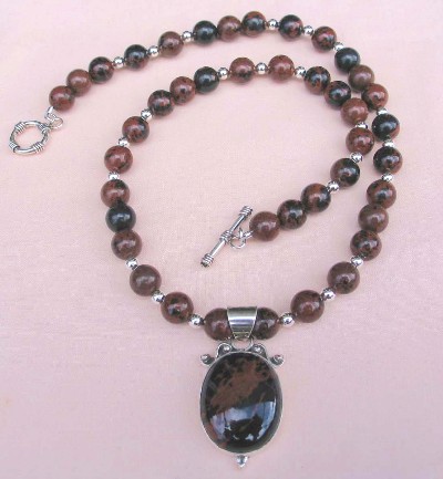 Mahogany Obsidian  and Sterling Silver Necklace