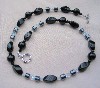 Black Onyx, Hematine and Swarovski Crystal  Necklace
