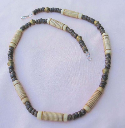 Wood, Bone and Brass Necklace