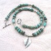 African Turquoise and Hill Tribe Silver Ncklace