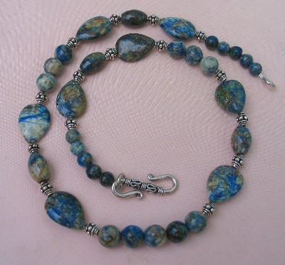 Azurite and Bali Sterling Silver Necklace