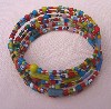 African Christmas Beads on Memory Wire  Bracelet