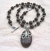 Mahogany Obsidian, Black Onyx and Sterling Silver Necklace