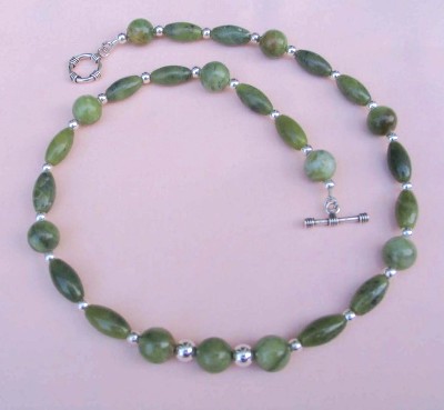Moss Agate and Sterling Silver Necklace