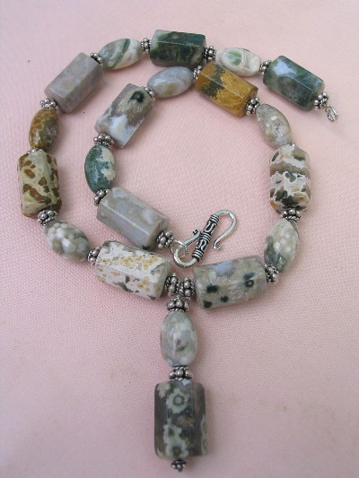 Ocean Jasper and Bali Sterling Silver Necklace