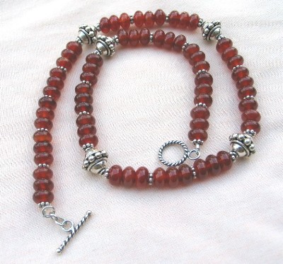Red Carnelian and Sterling Silver Necklace
