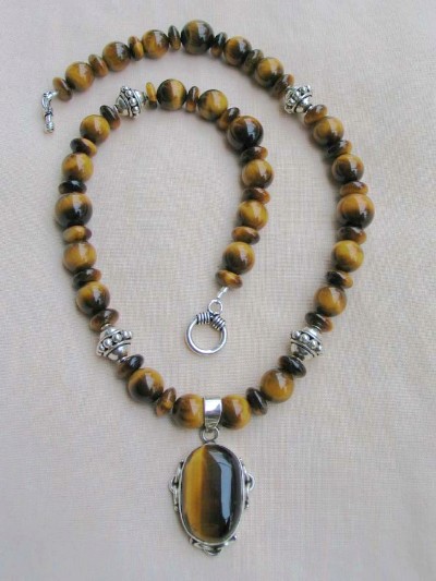 South African Tiger's Eye and Sterling Silver Necklace