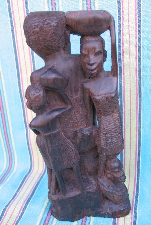 Makonde Carved "Family of Six" Sculpture  Back