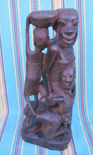Makonde Carved "Family of Six" Sculpture   Front