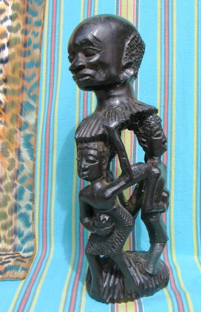 Makonde Carved  "Ujamaa" Three Figures with Head Sculpture