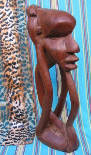 Wood Carved "African Woman" Abstract Sculpture