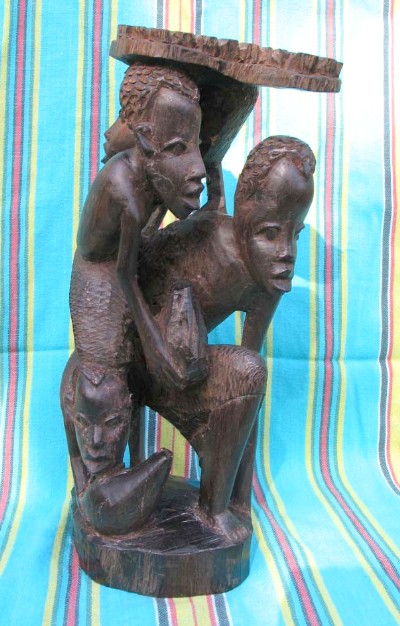 Makonde Carved "Father and Three Sons" Sculpture