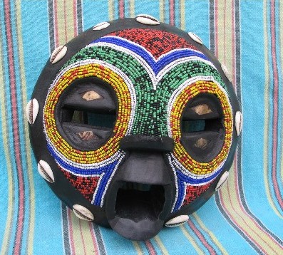 Carved Beaded Mask from Ghana(large)