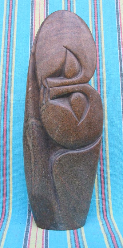 Shona Brown Serpentine "Kissing Lovers"  Sculpture