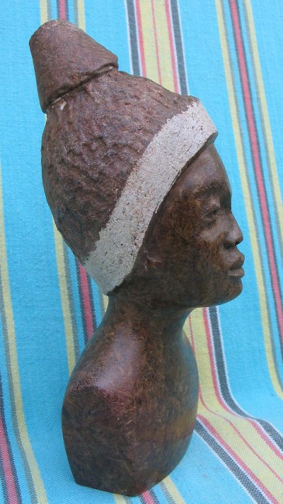 Shona Brown Serpentine "Defiant African Woman" Sculpture