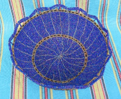 Hand Beaded Wire Basket