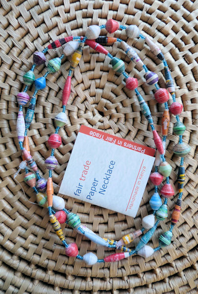 African Jewelry Paper Beads Necklace Kenya Fair Trade Z  